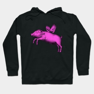 Flying Pig Funny Saying With Pink Modern Pop Art | Vintage  Fat Animal Wings Hoodie